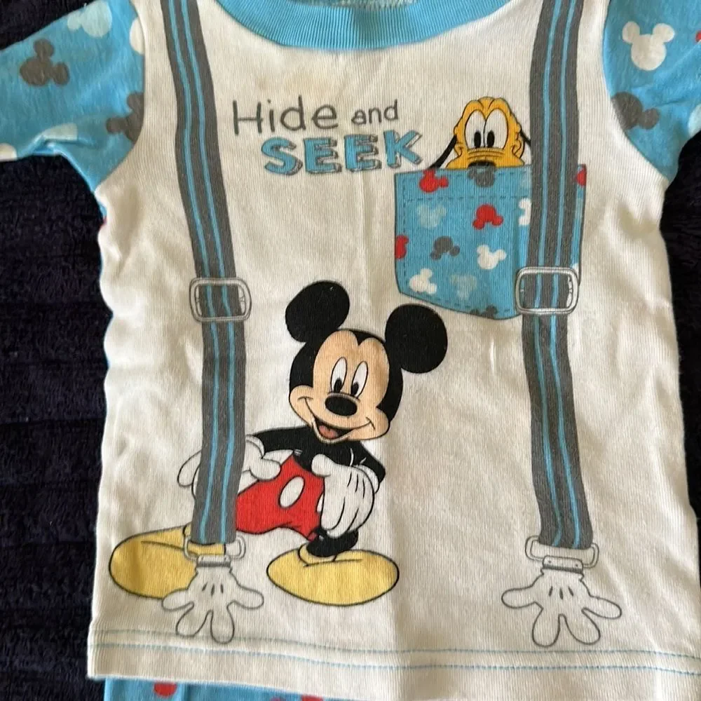 Disney Mickey Mouse 2-Piece Pajamas Set Size 12 Months Baby Toddler Sleepwear